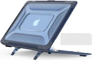 MacBook Air 13 inch Case 2022, 2021-2018 Release A2337 M1 A2179 A1932 Retina Display Touch ID, Heavy Duty Shockproof Hard Shell Cover with Fold Kickstand & Keyboard Cover Skin