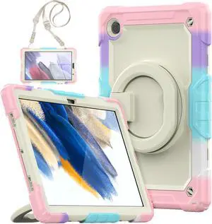 Case For Samsung Galaxy Tab A7 Lite Case 8.7 inch with Screen Protector and Pen Holder, Shockproof Hard Protective Kids Cover for Galaxy Tab A7 Lite 2021 SM-T220/T225/T227 with Rotatable Stand