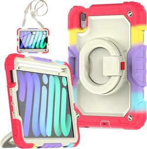 iPad Mini 6 Case 2021 8.3 Inch with Pencil Holder & Screen Protector for Kids Boys Girls & Business | Protective Heavy Duty iPad Mini 6th Generation Cover with Hand Shoulder Strap
