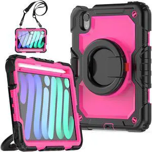 iPad Mini 6 Case 2021 8.3 Inch with Pencil Holder & Screen Protector for Kids Boys Girls & Business | Protective Heavy Duty iPad Mini 6th Generation Cover with Hand Shoulder Strap
