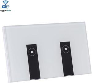 WIFI Smart Wall Light Home Switch 2 Gang Wireless in Wall Glass Touch Panel Plate Works with Alexa Echo Google Home Remote Control Lights by Android/IOS APP