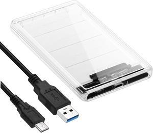 USB Type C SATA Adapter with Case, 2.5 inch SATA HDD/SSD Up to 2TB High-Speed External Hard Disk Drive Enclosure with USB3.0 - USB3.1 Cable, Support UASP SATA III