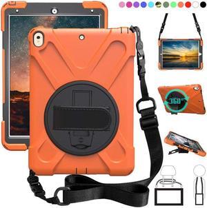 iPad Pro 10.5 Case Rugged Heavy Duty ShockProof Silicone Protective Cover with 360 Degree Rotating Stand & hand / shoulder strap for Apple New iPad 10.5 inch Model A1701 A1709 Cover Shell