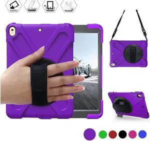 iPad Pro 10.5 Case Rugged Heavy Duty ShockProof Silicone Protective Cover with 360 Degree Rotating Stand & hand / shoulder strap for Apple New iPad 10.5 inch Model A1701 A1709 Cover Shell