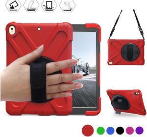 iPad Pro 10.5 Case Rugged Heavy Duty ShockProof Silicone Protective Cover with 360 Degree Rotating Stand & hand / shoulder strap for Apple New iPad 10.5 inch Model A1701 A1709 Cover Shell