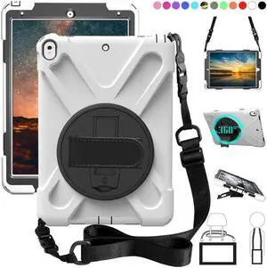 iPad Pro 10.5 Case Rugged Heavy Duty ShockProof Silicone Protective Cover with 360 Degree Rotating Stand & hand / shoulder strap for Apple New iPad 10.5 inch Model A1701 A1709 Cover Shell
