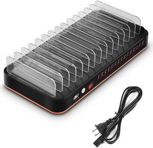 USB Charger, 100W 15 Port Multi Port USB Charger Hub USB Charging Station with Smart Identification Function for iPhone X, iPad Air/Pro, Samsung Galaxy MP3, MP4, Tablet, DV, Camera, etc(Us Plug)