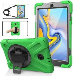Samsung Galaxy Tab A 8.0 SM-T387 Case 2018 Kids Proof with Kickstand and Strap, Rugged Hard PC + Silicone Cover + Handle + Shoulder Holder for Samsung Tab A 8.0 T387V Verizon 8" Tablet