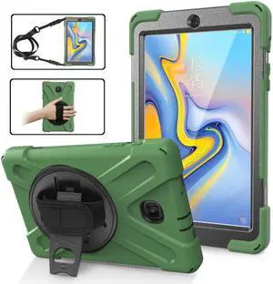 Samsung Galaxy Tab A 8.0 SM-T387 Case 2018 Kids Proof with Kickstand and Strap, Rugged Hard PC + Silicone Cover + Handle + Shoulder Holder for Samsung Tab A 8.0 T387V Verizon 8" Tablet