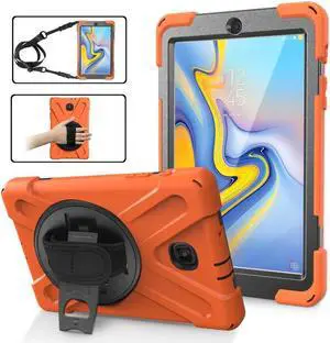 Samsung Galaxy Tab A 8.0 SM-T387 Case 2018 Kids Proof with Kickstand and Strap, Rugged Hard PC + Silicone Cover + Handle + Shoulder Holder for Samsung Tab A 8.0 T387V Verizon 8" Tablet