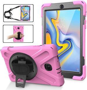 Samsung Galaxy Tab A 8.0 SM-T387 Case 2018 Kids Proof with Kickstand and Strap, Rugged Hard PC + Silicone Cover + Handle + Shoulder Holder for Samsung Tab A 8.0 T387V Verizon 8" Tablet