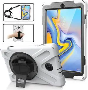 Samsung Galaxy Tab A 8.0 SM-T387 Case 2018 Kids Proof with Kickstand and Strap, Rugged Hard PC + Silicone Cover + Handle + Shoulder Holder for Samsung Tab A 8.0 T387V Verizon 8" Tablet