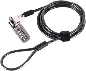 Notebook Laptop Combination Lock Security Cable - 4 Digit Password Protections, Theft Deterrent - with Sturdy Thick Black Security Cable - for Desktops, Laptops and Projectors