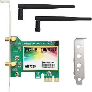 1167Mbps PCI-e Wireless Network Card, Dual Band 2.4GHz/5GHz Bluetooth 4.2 WLAN WiFi Adapter for PC Desktop, Supports Windows XP, Win 7,Win 8,Win 8.1,Win 10