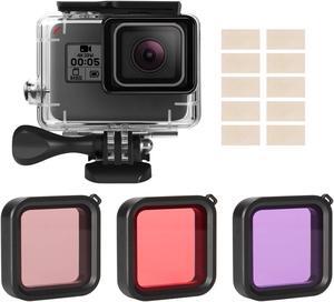 Accessories for Gopro Hero 2018 (HD) 7 6 5 Black Kits with Waterproof Protective Housing Case + 3 Pack Diving Filter+ Anti-Fog Insert Kits for Gopro Hero6 Hero5 Hero 2018 Action Camera