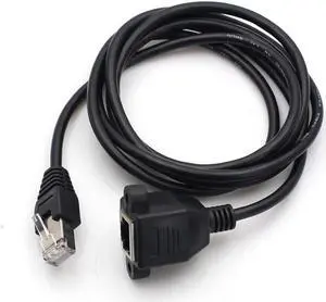 2 packs Ethernet Extension Cable Network Cat6 Cat5e Cat5 Extension Patch Cable RJ45 Cords Shielded Male to Female Connector Cable Black 1FT / 0.3M