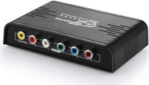 1080P HDMI to Component Video YPbPr Scaler Converter Adapter with Coaxial Audio Output + R / L Audio Support Windows 10 Black