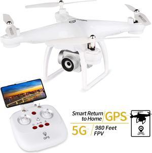 GPS Return Home Drone Drone with 720P HD Camera Live Video 120° Wide-Angle 5G WiFi RC Drone Quadcopter with 980ft Control Distances, Follow Me, Altitude Hold Headless Mode Helicopter