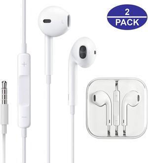 Earbuds/Earphones/Headphones Stereo Mic Remote Control Compatible with Apple iPhone 6s/6 plus/6/5s/se/5c/iPad iPod (White)(2Pack)