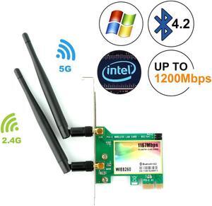 AC 1200Mbps Bluetooth 4.2 Wireless Network Card 802.11 AC Dual-Band 1167Mbps WiFi Card with Bluetooth 4.2 Dual-Band 5Ghz-867Mbps / 2.4Ghz-300Mbps Network Card for PC - WIE8260