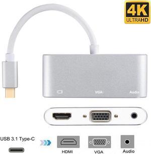 USB C to HDMI VGA Audio Adapter Werleo USB 3.1 Type C To 1080P VGA 4K HDMI Digital AV Adapter Video Converter for Macbook Pro 2017 Google Chromebook Pixel DELL Sony LG HDTV Samsung S8 S8 Plus and More