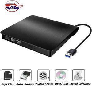 External CD Drive,USB 3.0 Portable CD/DVD Drive +/-RW Drive Slim DVD/CD ROM Rewriter Burner Superdrive High Speed Data Transfer for Laptop/Mac/Desktop/MacOS/Windows10/8/7