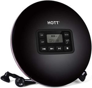 Portable CD Player,HOTT CD611 Small Walkman CD Player with Stereo Headphones USB Cable LED Display Anti-Skip Anti-Shock Personal Compact Disc Music Player (Black)