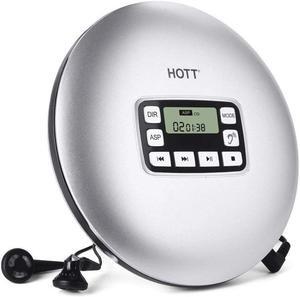 Werleo Portable CD Player Headphones HOTT Personal CD Walkman Music Player LCD Display Anti-Skip Protection Shockproof Anti Scratch Function Support CD MP3 CD CD-R CD-RW Format Silver