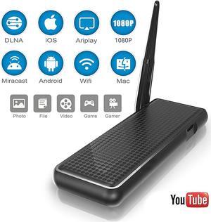 Wireless and Wired 2 in 1 Display Dongle 1080P HDMI Display Receiver for TV Projector, Compatible with Android iOS Smartphone Tablet Apple iPhone iPad Mac Windows, Support Airplay DLNA Miracast