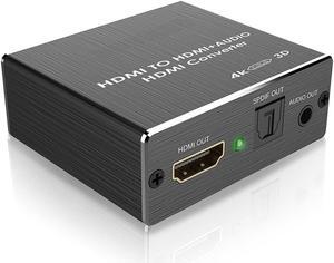 4K x 2K HDMI to HDMI and Optical TOSLINK SPDIF + 3.5mm Stereo Audio Extractor Converter HDMI Audio Splitter Adapter(HDMI Input, HDMI + Digital / Analog Audio Output)V-HDMI Converter