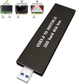 M.2 SSD USB Enclosure, NGFF Portable USB 3.0 Case, External M.2 SSD Reader, SATA Based Key B Solid State Drive Adapter Converter as External Hard Drive Support 2230 2242 2260 2280