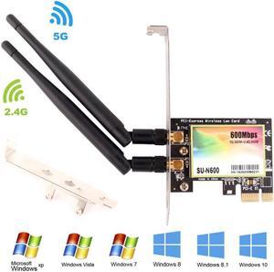 Dual Band 600 Mbps WiFi Card 11N Wireless Dual Band 2.4GHz 300Mbps + 5GHz 300Mbps PCI Express PCIe Wi-Fi Adapter for PCs-PCIe Wireless Network Adapters-PCIe Wi-Fi Cards - N600