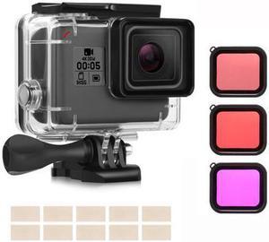 Waterproof Case Accessory Kit for Gopro Hero 7 Black / HD (2018) / 6 / 5 with Waterproof Housing Case + 3 Filters + Anti-Fog Insert