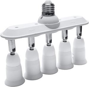 Light Socket Splitter 5 in 1 E26 E27 Adapter Converter Horizontal Designed 360 Degrees Adjustable 180 Degree Bendable