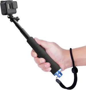 Selfie Stick Telescopic Pole Pocket Purse Size 7"-19" for Gopro Hero 7 6 5, Session 5, Hero 4/3+/3/2 (Black)