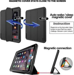 New iPad 9.7 inch Case, Smart Book Cover with Multi-Angle Viewing Stand & Auto Sleep/Wake Function Case Compatible for iPad 5th/6th Gen 2017/2018