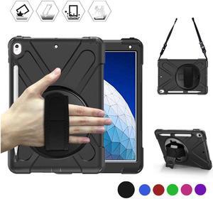 iPad AIR 3rd Generation 10.5” 2019 Case iPad Pro 10.5 inch 2017 Case - Heavy Duty Shockproof Protective Case Cover with Pencil Holder Rotating Stand / Hand Strap Carrying Shoulder Strap
