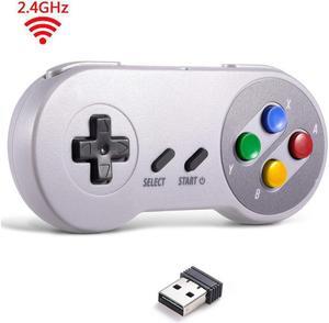 2.4 GHz Wireless USB Controller Compatible with Super Famicom Games,  SNES Retro USB PC Super Classic Controller for Windows PC MAC Linux Genesis Raspberry Pi Retropie Multicolored Keys