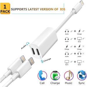 2 in 1 Dual Lightning Splitter Compatible iPhone Lingtning Headphone Audio Adapter Splitter For iPhone 7 Plus 8 Plus iPhone X