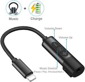 Lightning to 3.5 mm Headphones Metal Case Jack Adapter Cable Upgrade Compatible iPhone 7/7 Plus / 8/8 Plus/X/XS/XR Power Cord Mic&Remo Music Control and Call Feature