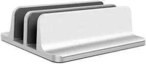 [Updated Dock Version] Vertical Laptop Stand, Double Desktop Stand Holder with Adjustable Dock (Up to 17.3 inch), Fits All MacBook/Surface/Samsung/HP/Dell/Chrome book