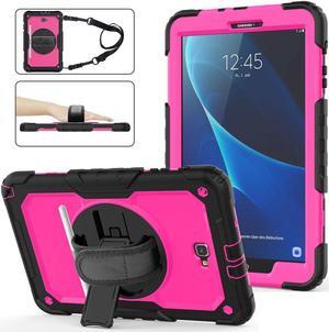 Galaxy Tab T580 T585 T587 Case Cover Tab A 10.1 Case [Full-Body] Drop Proof Case with 360 Rotating Stand [Hand Strap] [Screen Protector] Pencil Holder for Samsung Tab A 10.1 inch