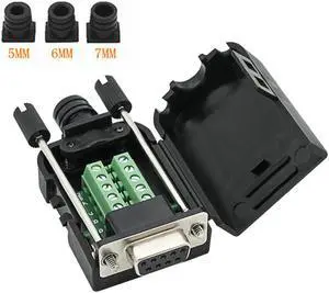 Connector DB9 RS232 D-SUB Female Adapter 9-pin Port Adapter to Terminal Connector Signal Module with case ( Female Connector DB9 5+5 with case A )
