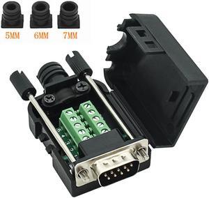 Connector DB9 RS232 D-SUB Male Adapter 9-pin Port Adapter to Terminal Connector Signal Module with case ( Male Connector DB9 5+5 with case A )
