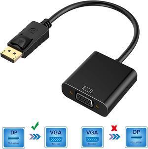 DisplayPort to VGA Adapter, DP to VGA Gold-Plated Display Port to VGA Adapter (Male to Female) Compatible with Computer, Desktop, Laptop, PC, Monitor, Projector, HDTV