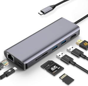 USB C to HDMI Hub for Nintendo Switch USB C Docking Station with Gigabit Ethernet 4K HDMI USB C Power Delivery 2 USB 3.0 Ports SD / TF Card Reader Portable for MacBook Pro Samsung S9 and More