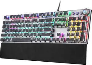 WERLEO Gaming Mechanical Keyboard Customizable RGB Backlit 104 Anti-ghosting Keys Quick-Response & Quiet Black Switches and Multimedia Control for PC and Desktop Computer with Removable Hand Rest