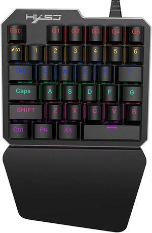 Mechanical Gaming Keyboard One Handed Keyboard 35 keys Anti-ghosting Keyboard Portable Wired Game Blue Switch Keypad with 7 Color Led Backlit for Windows PC Laptop Computer