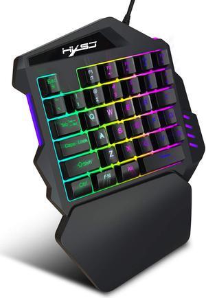 Werleo One-Handed Mechanical Gaming Keyboard Small Gaming Keyboard Feel Wide Hand Rest with 35 Keys RGB LED Colorful Backlight Keypad Black