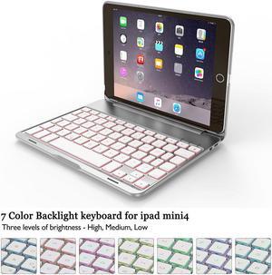 iPad Mini 5 / Mini 4 Keyboard - 135 Degree Flip - 7 Color Backlit - Auto Sleep/Wake - Ultra-Thin Keyboard Case Cover for Apple iPad Mini 5 (2019) iPad Mini 4 (2015)